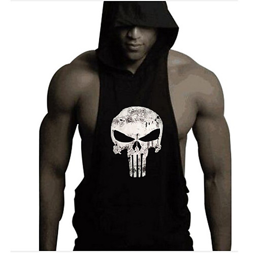 

Men's Graphic Skull Print Tank Top Active Daily Sports Gym Hooded White / Black / Yellow / Red / Blue / Gray / Summer / Sleeveless