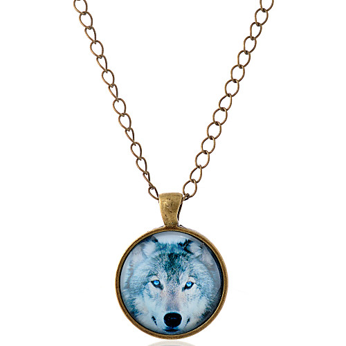 

Men's Women's Pendant Necklace Animal Wolf Simple Style Gemstone Glass Alloy Silver Bronze Necklace Jewelry For Party Daily Casual