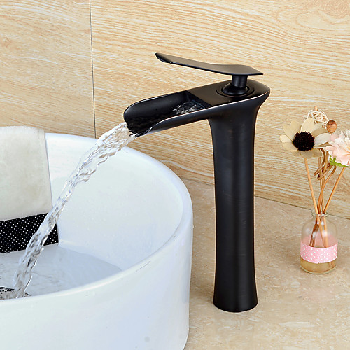 

Bathroom Sink Faucet - Waterfall Oil-rubbed Bronze Vessel Single Handle One HoleBath Taps