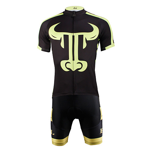 

Men's Short Sleeve Cycling Jersey with Shorts Black / Yellow Bike Jersey Clothing Suit Breathable 3D Pad Quick Dry Ultraviolet Resistant Back Pocket Sports Holiday Clothing Apparel / Stretchy