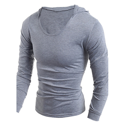 

Men's T shirt Solid Colored Long Sleeve Daily Tops Cotton White Black Dark Gray