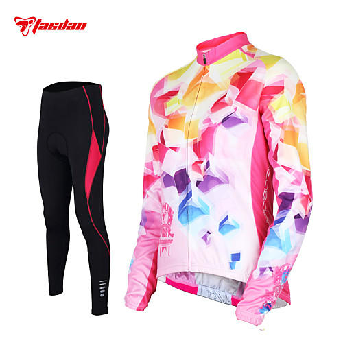 

TASDAN Women's Long Sleeve Cycling Jersey with Tights Blue Pink Solid Color Plus Size Bike Pants / Trousers Jersey Tights Breathable 3D Pad Quick Dry Reflective Strips Back Pocket Winter Sports Solid