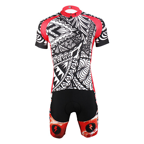 

Men's Short Sleeve Cycling Jersey with Shorts Black / Red Bike Jersey Clothing Suit Breathable Quick Dry Ultraviolet Resistant Back Pocket Sports Holiday Clothing Apparel / Stretchy