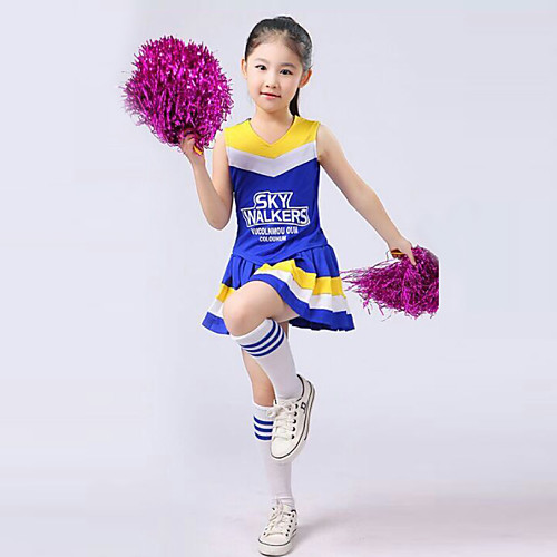 

Cheerleader Costumes Girls Top Ruffles Performance Sleeveless High Polyester Cheer Uniforms Dress