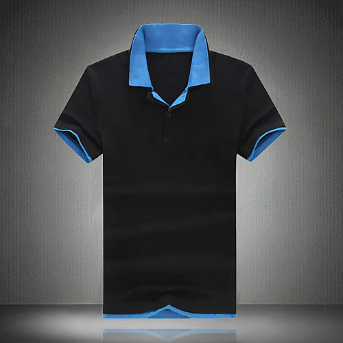 

Men's Polo Color Block Plus Size Short Sleeve Daily Tops Cotton Active Purple Red Blue
