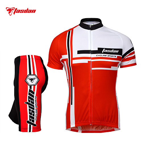 

TASDAN Men's Short Sleeve Cycling Jersey with Shorts Red Blue Solid Color Bike Shorts Jersey Clothing Suit Breathable 3D Pad Quick Dry Reflective Strips Back Pocket Sports Solid Color Mountain Bike