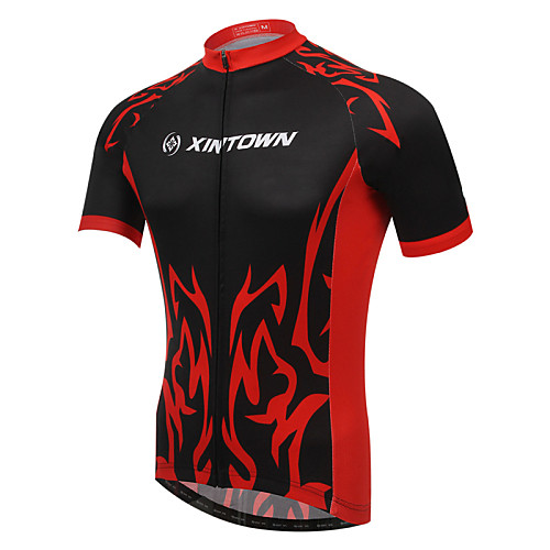 

XINTOWN Men's Short Sleeve Elastane Lycra Black / Red Bike Jersey Breathable Quick Dry Ultraviolet Resistant Sports Clothing Apparel / High Elasticity