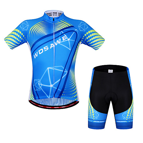 

WOSAWE Men's Women's Short Sleeve Cycling Jersey with Shorts Black / Blue Dots Bike Shorts Jersey Clothing Suit Breathable 3D Pad Quick Dry Anatomic Design Reflective Strips Sports Elastane Dots