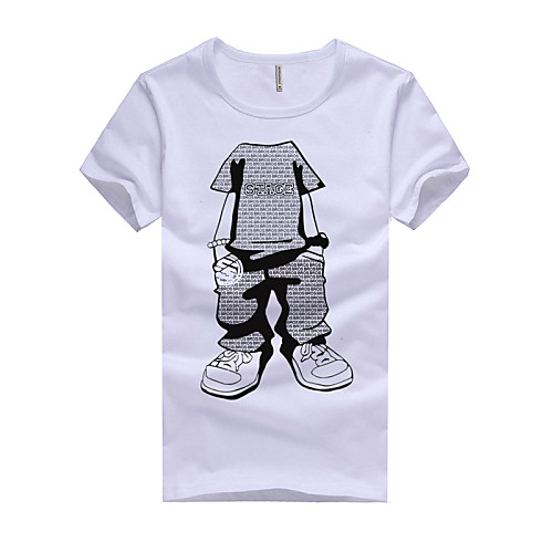 

Men's T shirt Plus Size Print Short Sleeve Daily Tops Cotton White Black Yellow
