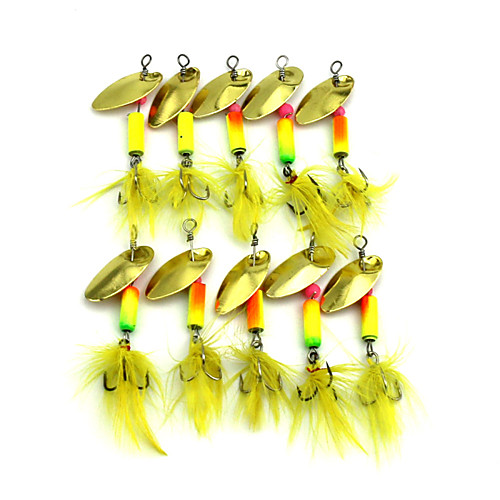 

10pcs Fishing Lures Buzzbait & Spinnerbait Spoons Sinking Fast Sinking Bass Trout Pike Sea Fishing Freshwater Fishing Other Feather Metal / Lure Fishing / General Fishing