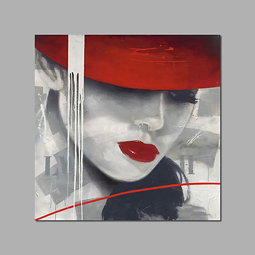 

Oil Painting Hand Painted Square People Modern Stretched Canvas