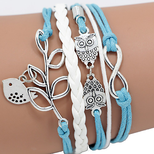 

Leather Bracelet Braided woven Bird Animal Olive Branch Ladies Unique Design Casual Leather Braided / Cord Leather Bracelet Jewelry Blue For Christmas Gifts