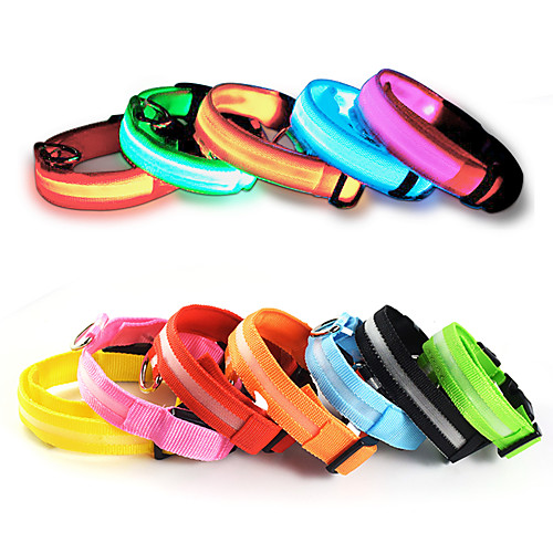 

Cat Dog Necklace Light Up Collar Solid Colored Nylon White Yellow Red Blue Pink 1 Piece