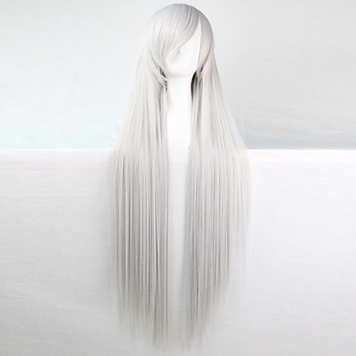 

Cosplay Costume Wig Synthetic Wig Cosplay Wig Straight Kardashian Straight Asymmetrical Wig Long Silver Synthetic Hair Women's Natural Hairline Silver White