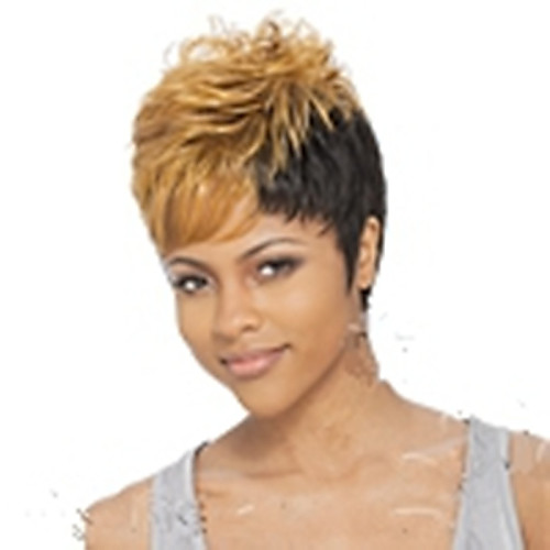 

Synthetic Wig Curly Curly Pixie Cut With Bangs Wig Short Red Blonde Grey Synthetic Hair 6 inch Women's Blonde hairjoy