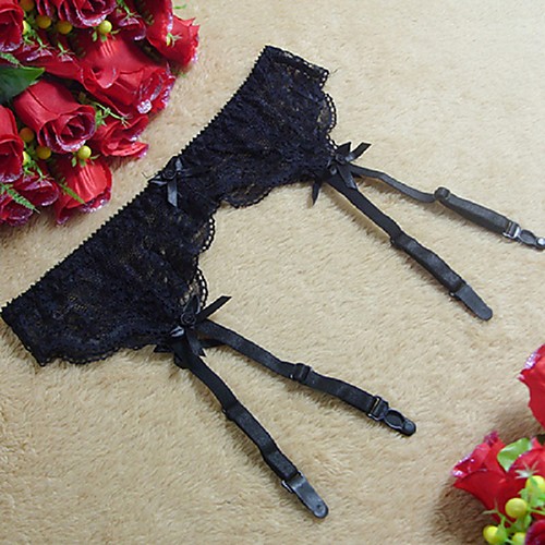 

Women's Lace Erotic Garters & Suspenders Nightwear - Lace Solid Colored Black / Red One-Size