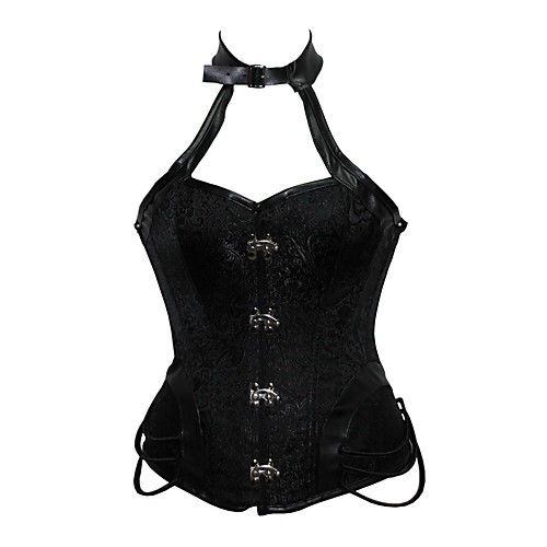 

Women's Lace Up Plus Size / Underbust Corset / Overbust Corset - Patchwork Black / Corset Set