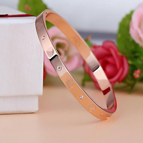 

Synthetic Diamond Bracelet Bangles Love Ladies Fashion Titanium Steel Bracelet Jewelry Silver / Rose / Golden For Christmas Gifts Wedding Party Daily Casual
