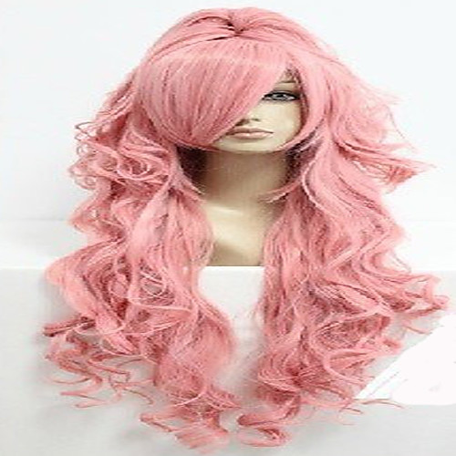 

Cosplay Costume Wig Synthetic Wig Cosplay Wig Wavy Wavy Layered Haircut With Bangs With Ponytail Wig Pink Long Pink Synthetic Hair Women's Middle Part Pink hairjoy