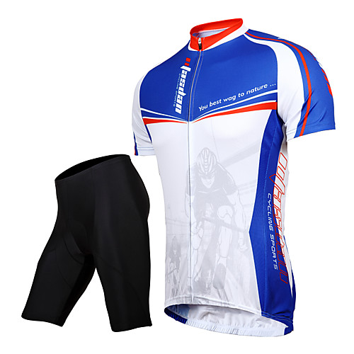 

TASDAN Men's Short Sleeve Cycling Jersey with Shorts Black Bike Shorts Jersey Clothing Suit Breathable 3D Pad Quick Dry Reflective Strips Back Pocket Sports Solid Color Mountain Bike MTB Road Bike