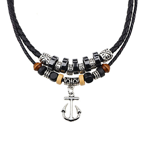 

Men's Women's Agate Pendant Necklace Braided Vintage Fashion Agate Leather Resin Silver Necklace Jewelry For Party Daily Casual Sports Cosplay Costumes