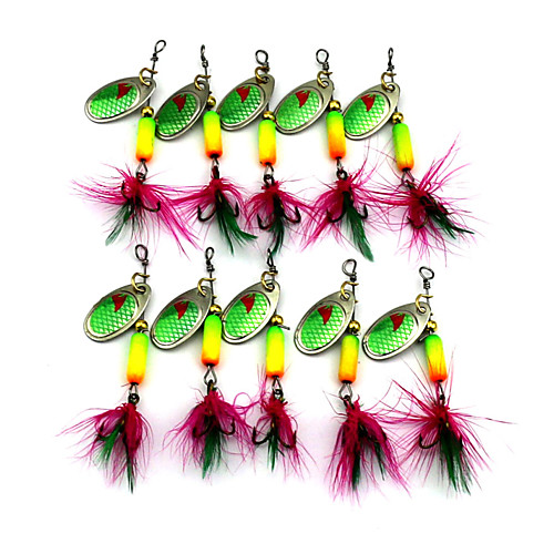 

10 pcs Fishing Lures Buzzbait & Spinnerbait Spoons Sinking Fast Sinking Bass Trout Pike Sea Fishing Freshwater Fishing Other Feather Metal / Lure Fishing / General Fishing