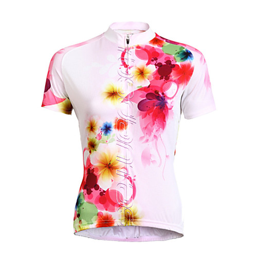 

TASDAN Women's Short Sleeve Cycling Jersey Floral Botanical Plus Size Bike Jersey Top Clothing Suit Mountain Bike MTB Road Bike Cycling Breathable Quick Dry Ultraviolet Resistant Sports Clothing