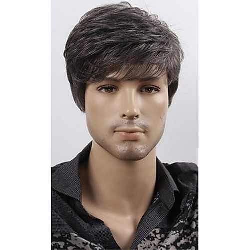

Synthetic Wig Straight Straight Layered Haircut Wig Short Synthetic Hair Men's Natural Color StrongBeauty