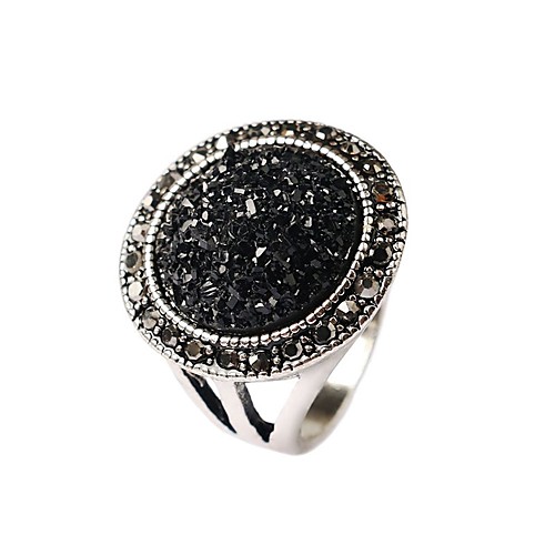 

Statement Ring Screen Color Black Gold Plated Ladies Fashion Druzy / Women's
