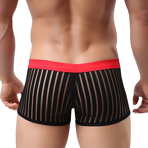 

Men's Super Sexy Boxers Underwear Striped 1 Piece Black Purple Green M L XL