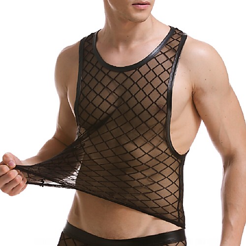 

Men's Super Sexy Undershirt Solid Colored Mesh