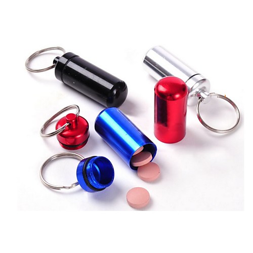 

Waterproof Small Metal Container Aluminum Pill Box Holder Keychain Medicine Packing Bottle