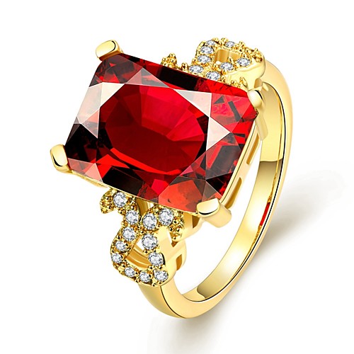 

Women's Band Ring Promise Ring Cubic Zirconia Gemstone Cubic Zirconia Gold Plated Square Vintage Fashion Elegant Wedding Party Jewelry Cocktail Ring