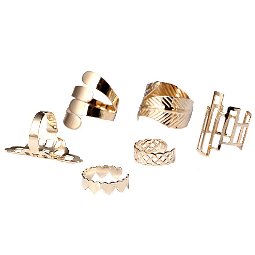 

Women's Jewelry Set Statement Ring Open Cuff Ring Gold Alloy Ladies Unusual Unique Design Party Daily Jewelry Leaf Heart