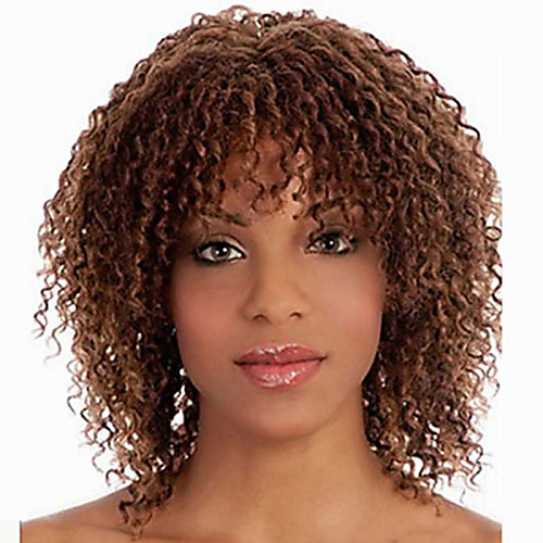 

Synthetic Wig Curly Asymmetrical Wig Short Dark Auburn Synthetic Hair Women's Natural Hairline Brown