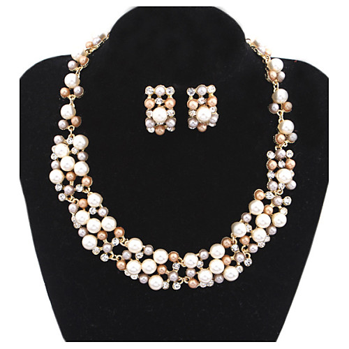 

Women's Jewelry Set Necklace / Earrings Luxury European Bridal Pearl Imitation Pearl Gold Pearl Earrings Jewelry White / Gray For Wedding Party Daily Casual