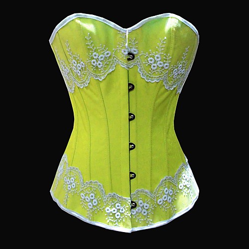 

Women's Hook & Eye Underbust Corset / Overbust Corset - Jacquard Yellow Pink S M L