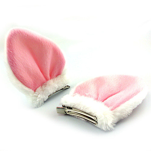 

Bunny Girl Princess Women's Cute Lolita Jewelry Headpiece Hair Clip White Black Patchwork Polar Fleece Lolita Accessories