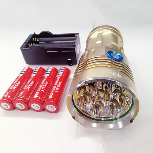 

LED Flashlights / Torch Waterproof Rechargeable 9600lm LED LED 8 Emitters 3 Mode with Batteries and Charger Waterproof Rechargeable Night Vision Camping / Hiking / Caving Everyday Use Police