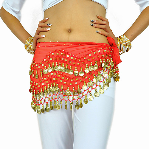 

Belly Dance Hip Scarf Coin Beading Women's Training Chiffon