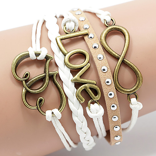 

Women's Rivet Leather Bracelet Layered woven Heart Love Infinity Ladies Basic Fashion Multi Layer Leather Bracelet Jewelry Coffee For Christmas Gifts Wedding Party Daily Casual Sports