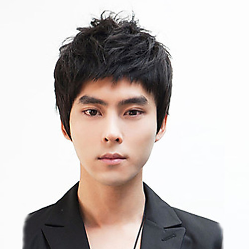 

Synthetic Wig Natural Wave Natural Wave Wig Short Black Synthetic Hair Men's Black StrongBeauty