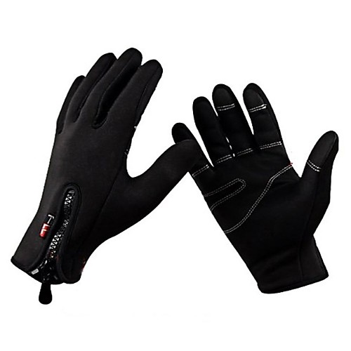 

Winter Bike Gloves / Cycling Gloves Road Bike Cycling Windproof Breathable Warm Anti-Slip Full Finger Gloves Sports Gloves Fleece Black for Adults' Skiing Hiking Riding Zipper