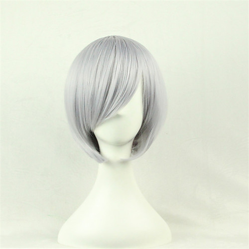 

Cosplay Costume Wig Synthetic Wig Cosplay Wig Straight Straight Asymmetrical Wig Short Silver Synthetic Hair Women's Natural Hairline Gray