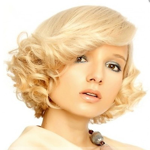 

Synthetic Wig Wavy Wavy Wig Blonde Short Blonde Synthetic Hair Women's Blonde