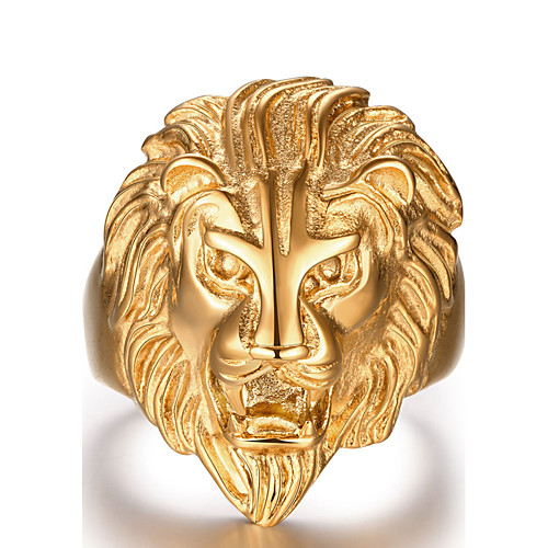 

Men's Ring Gold Steel Christmas Gifts Halloween Jewelry Lion Animal