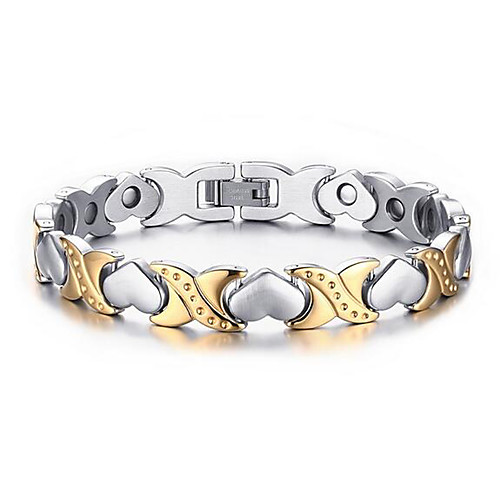 

Women's Chain Bracelet Two tone Heart Love Ladies Fashion Stainless Steel Bracelet Jewelry Silver For Wedding Party Anniversary Birthday Gift Daily