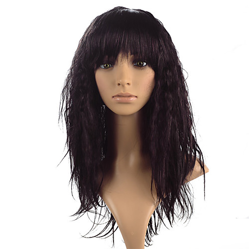 

Synthetic Wig kinky Straight Straight Yaki With Bangs Lace Front Wig Long Fuxia Brown Black Synthetic Hair Women's Heat Resistant Black Brown