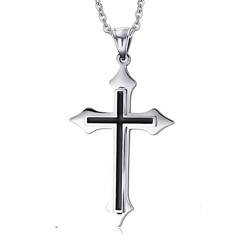 

Men's Pendant Necklace Pendant Cross Ladies European Cross Fashion Titanium Steel Silver Necklace Jewelry For Daily Casual