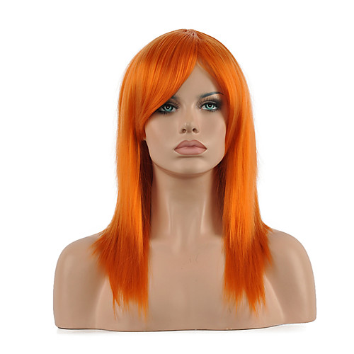 

Synthetic Wig Cosplay Wig Straight Straight Wig Medium Length Orange Synthetic Hair Women's Red